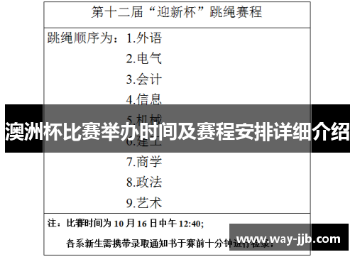 澳洲杯比赛举办时间及赛程安排详细介绍